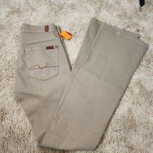 NWT, 7 for all mankind boot cut jeans in grey / beige, cotton